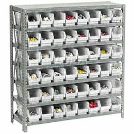 GLOBAL INDUSTRIAL Steel Shelving with 48 4inH Plastic Shelf Bins Ivory, 36x12x39-7 Shelves 603430WH